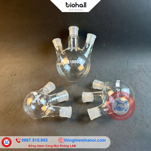 bình cầu đáy tròn 3 cổ nhám biohall-germany
