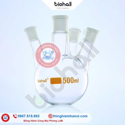 bình cầu đáy tròn 4 cổ nhám Biohall-Germany