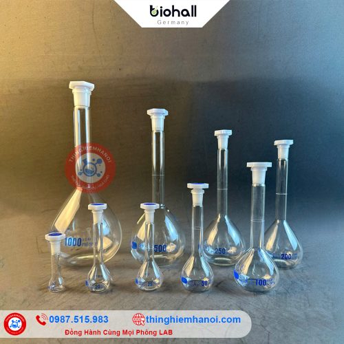 bình định mức trắng nút nhựa class a biohall-germany