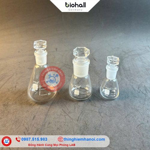 bình tam giác cổ nhám nút thuỷ tinh hãng biohall