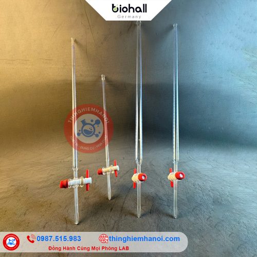 buret chuẩn độ trắng hãng biohall-germany