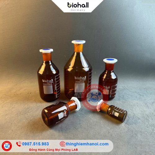chai nâu miệng rộng nút nhám biohall-germany