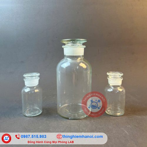 chai thuỷ tinh trắng nút mài miệng rộng