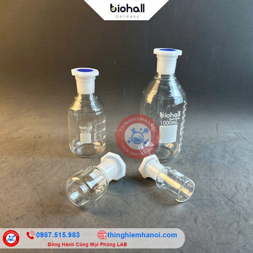 chai thuỷ tinh trắng nút mài miệng rộng biohall-germany