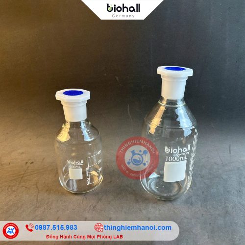 chai thuỷ tinh trắng nút mài miệng rộng biohall-germany giá rẻ