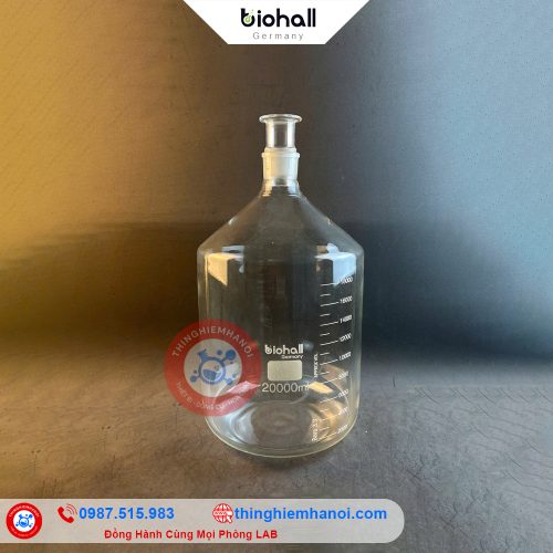 bán chai thuỷ tinh trắng nút mài miệng rộng biohall-germany