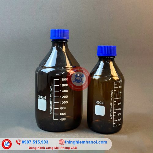 chai trung tính nâu nắp vặn xanh thuỷ tinh