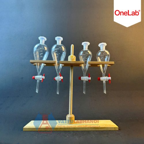 Giá để phễu chiết quả lê (Bình lắng gạn) 4 vị trí bằng gỗ