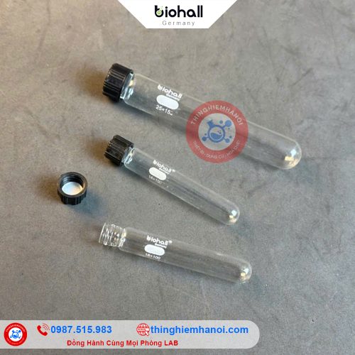 ống nghiệm thuỷ tinh có nắp vặn Biohall-Germany giá rẻ