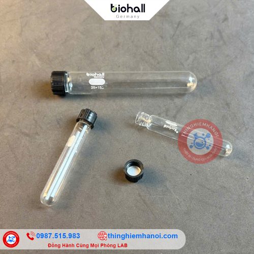 mua bán ống nghiệm thuỷ tinh có nắp vặn Biohall-Germany